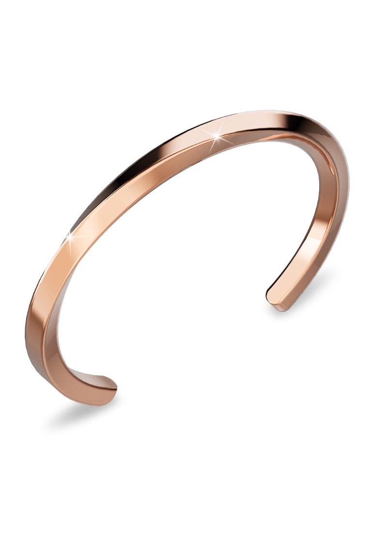 Bullion Gold Lyra Twisted Cuff Bangle in Rose Gold