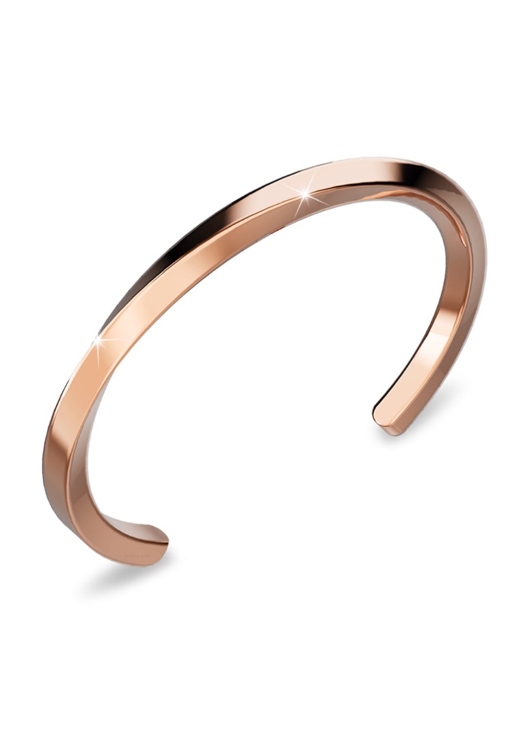 Bullion Gold Lyra Twisted Cuff Bangle in Rose Gold