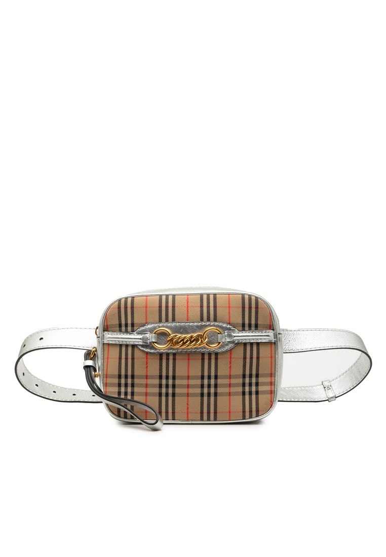 BURBERRY Pre-Loved Burberry Haymarket Check Canvas 1983 Link Belt Bag