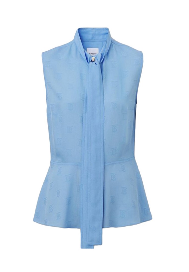 BURBERRY Monogram Jacquard Sleeveless Top in Blue