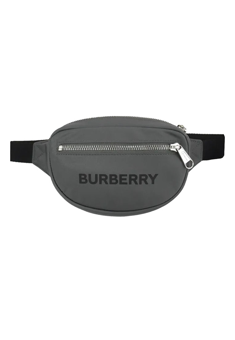 BURBERRY Cannon Branded Nylon Belt/Crossbody Bag Grey 80528881