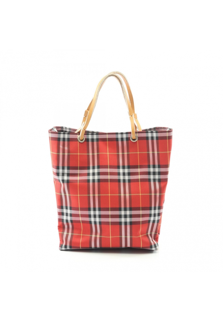 BURBERRY Pre-Loved Burberry Nova check Handbag canvas leather Red light brown multicolor