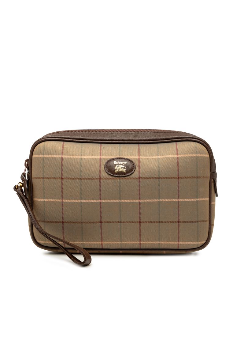 BURBERRY Pre-Loved Burberry Vintage Check Canvas Clutch