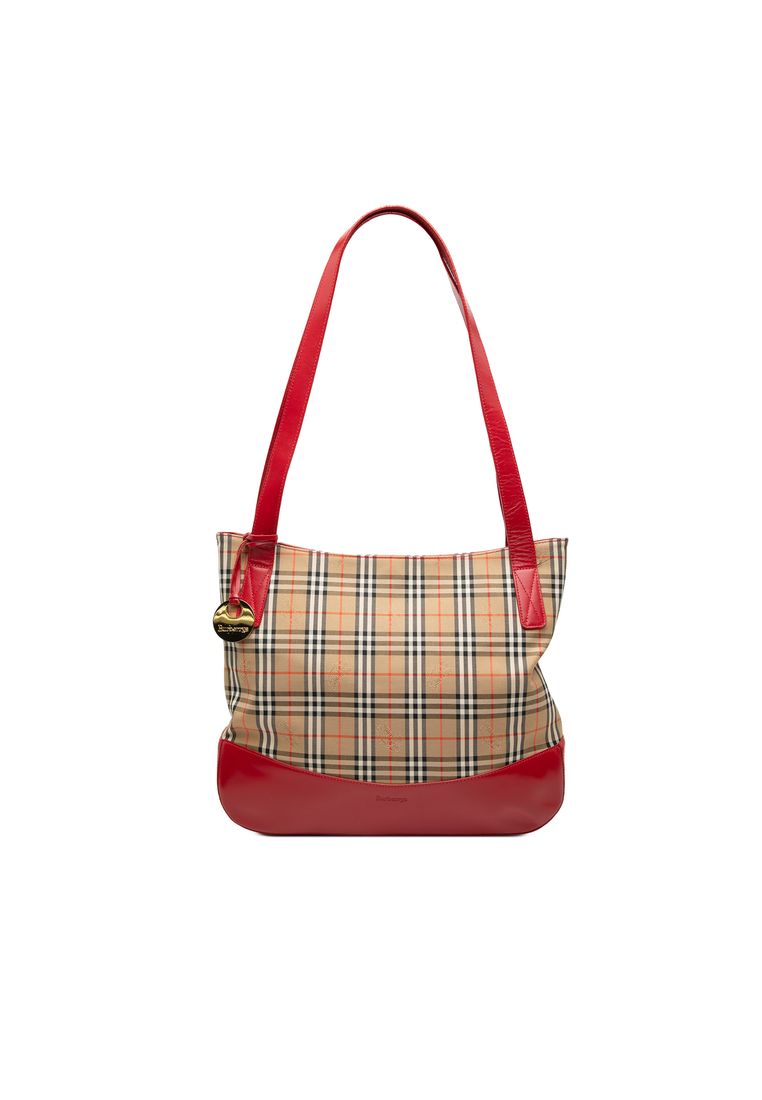 BURBERRY Pre-Loved Burberry Haymarket Check Canvas Tote