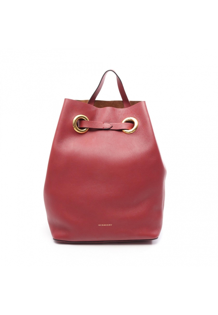 BURBERRY Pre-Loved Burberry drawstring Backpack rucksack leather Red