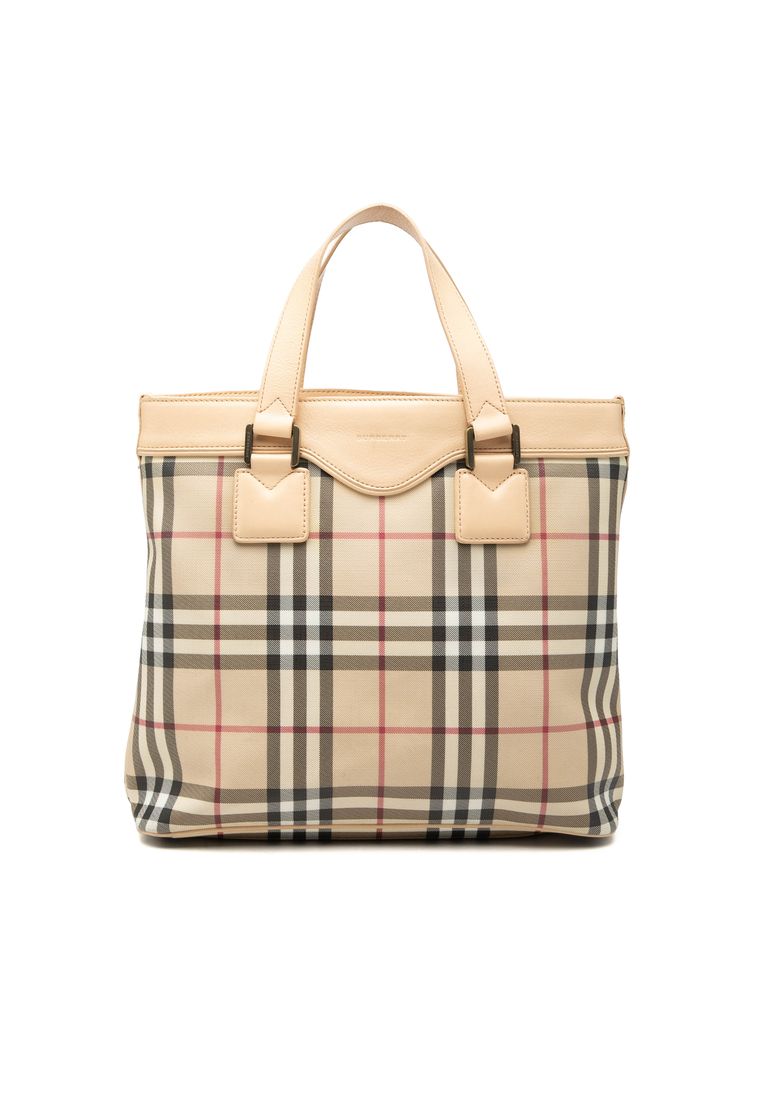 BURBERRY Pre-Loved Burberry House Check Canvas Handbag