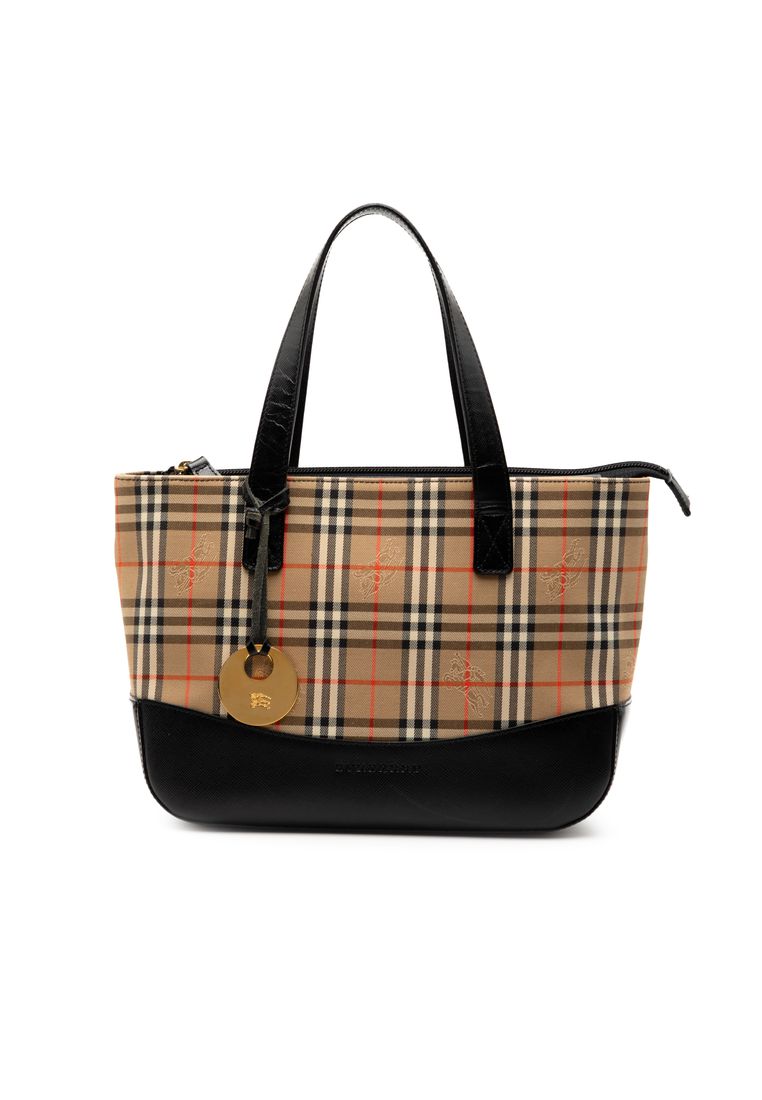 BURBERRY Pre-Loved Burberry Haymarket Check Canvas Tote