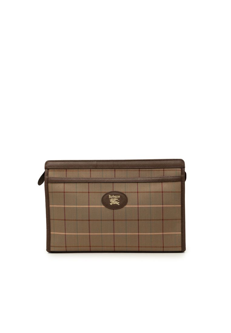 BURBERRY Pre-Loved Burberry Vintage Check Canvas Clutch
