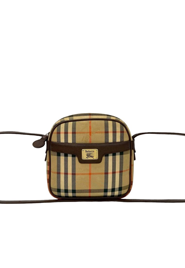 BURBERRY Pre-Loved Burberry Haymarket Check Canvas Crossbody