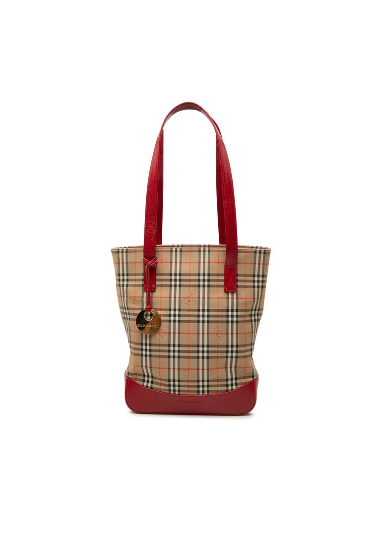 BURBERRY Pre-Loved Burberry Haymarket Check Canvas Tote