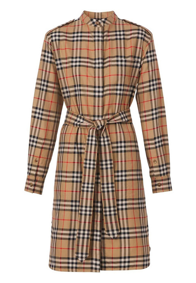 BURBERRY Vintage Check Shirt Dress in Brown