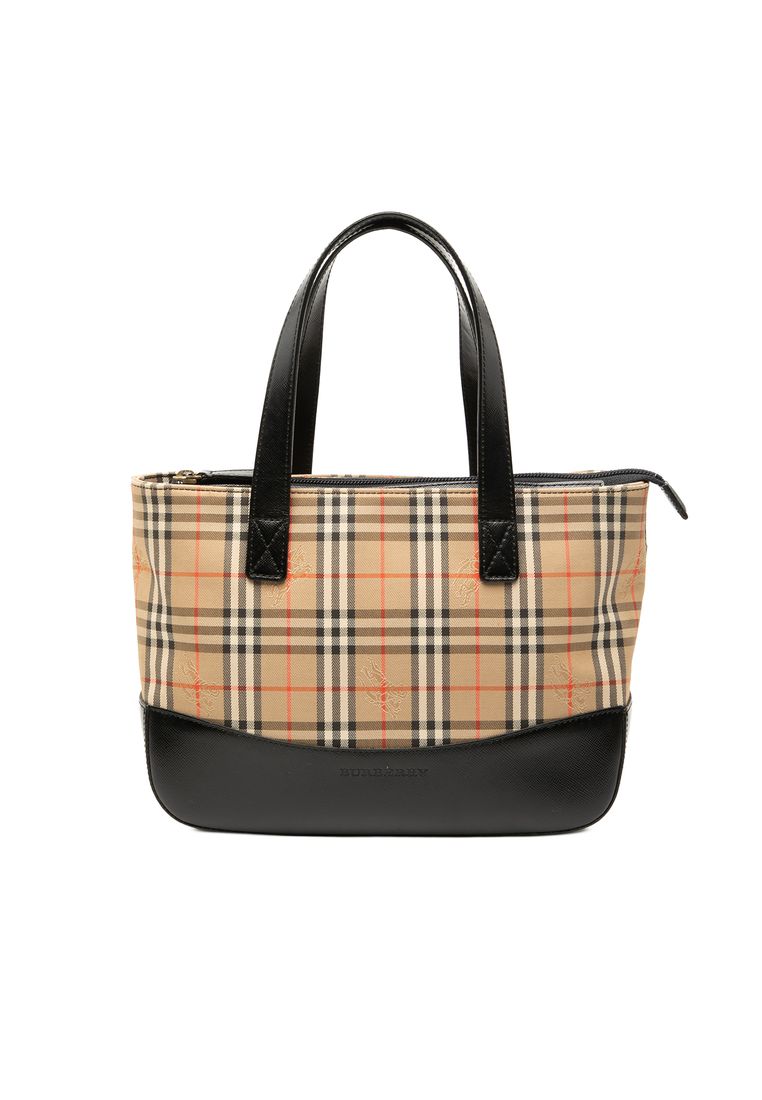 BURBERRY Pre-Loved Burberry Haymarket Check Canvas Handbag