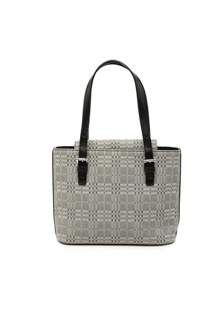 BURBERRY Pre-Loved Burberry Tonal Check Canvas Tote
