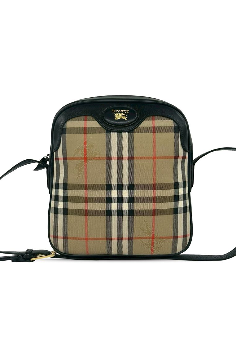 BURBERRY Pre-Loved Burberry Haymarket Check Canvas Crossbody