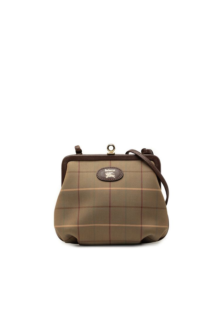 BURBERRY Pre-Loved Burberry Vintage Check Canvas Kiss Lock Crossbody