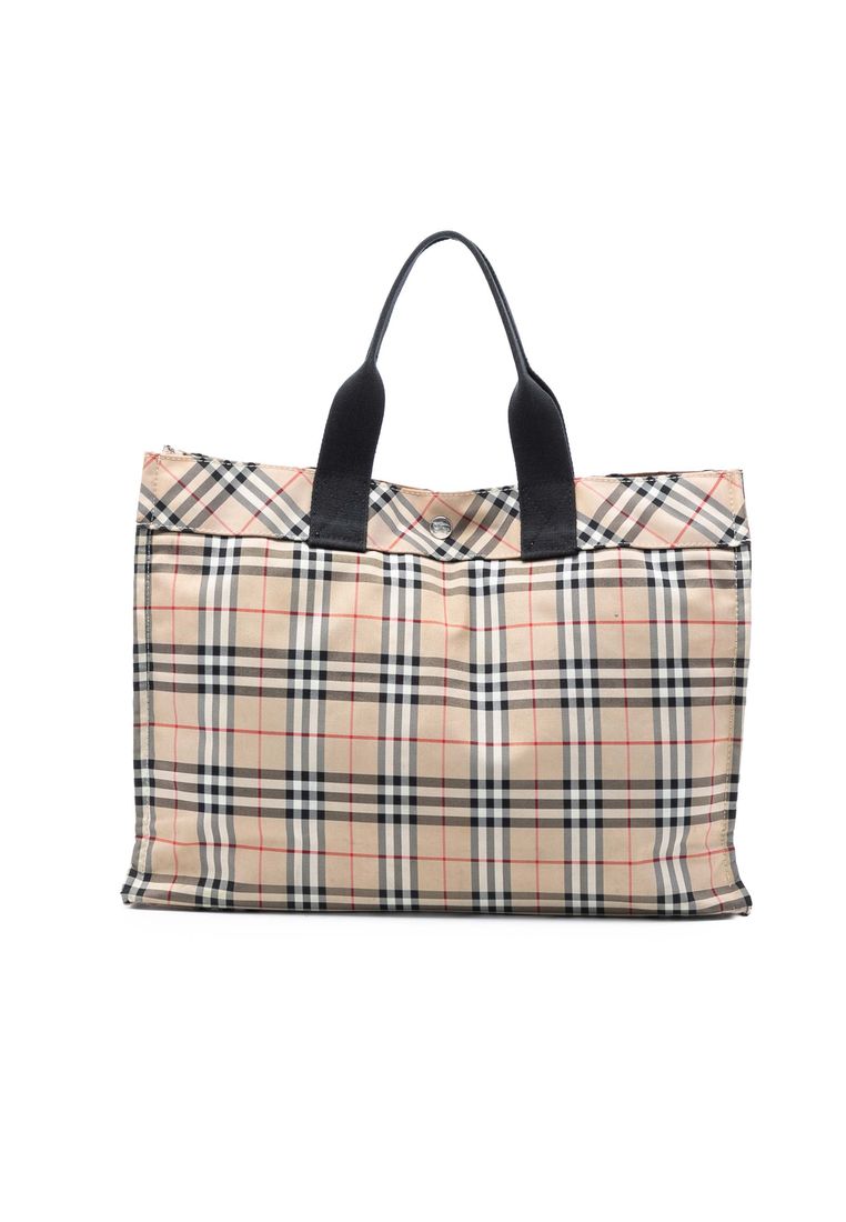 BURBERRY Pre-Loved Burberry House Check Canvas Tote