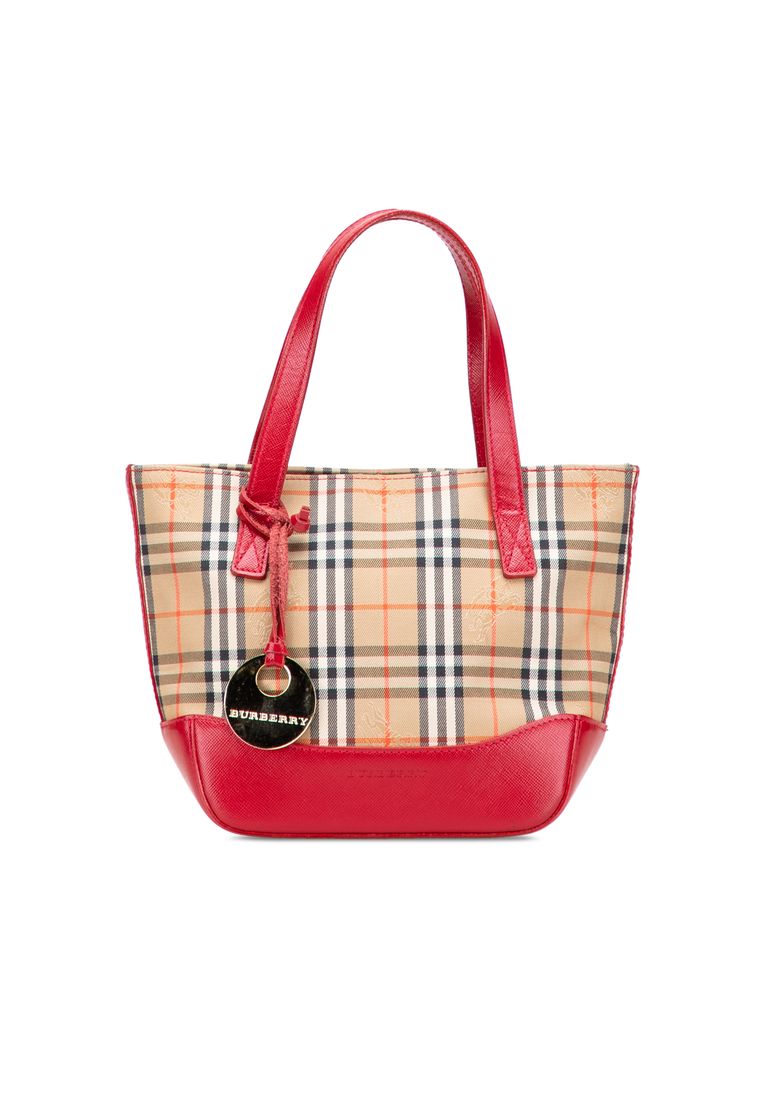 BURBERRY Pre-Loved Burberry Haymarket Check Canvas Handbag