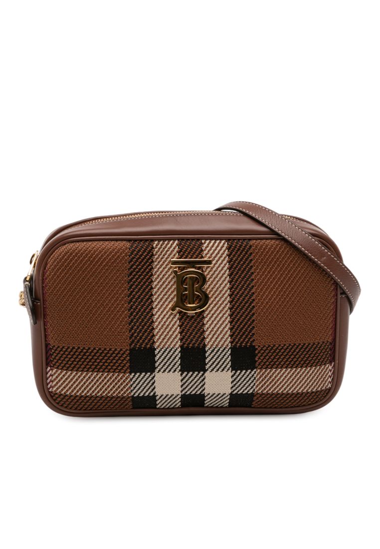 Burberry Pre-Loved Burberry Small Knitted Check Lola Camera Bag