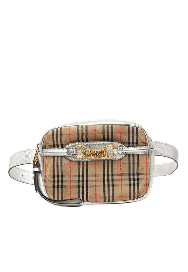 BURBERRY Pre-Loved Burberry Haymarket Check Canvas 1983 Link Belt Bag