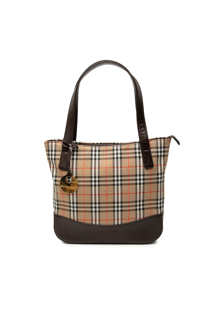 BURBERRY Pre-Loved Burberry Haymarket Check Canvas Handbag