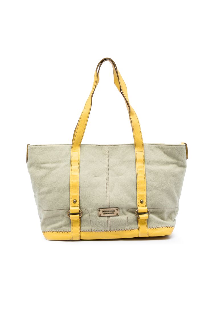 Burberry Pre-Loved Burberry Leather Trimmed Canvas Tote