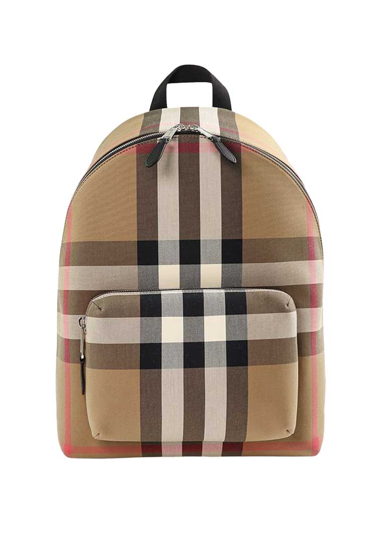 BURBERRY Jeff Check Unisex Canvas Backpack Taupe Brown 80845501
