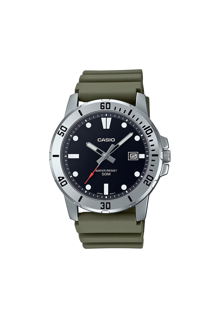 CASIO Men's Analog Watch MTP-VD01-3EV Army Green Resin Band