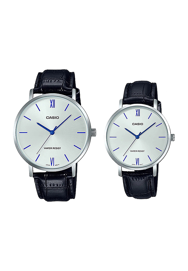 CASIO Couple Analog Watch MTP/LTP-VT01L-7B1 Black Leather Strap