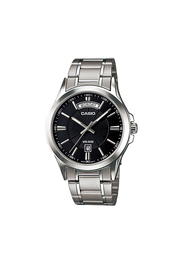 CASIO Men Analog Watch MTP-1381D-1AV Silver Stainless Steel Strap
