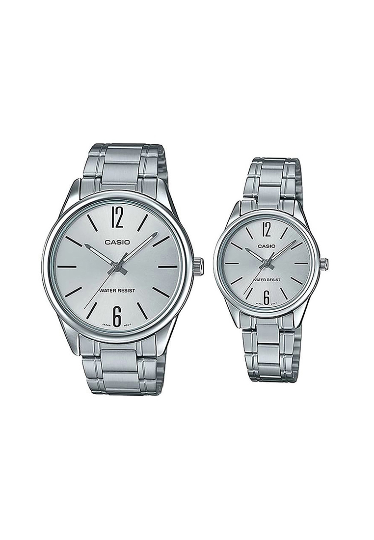CASIO Couple Analog Watch MTP/LTP-V005D-7B Silver Stainless Steel Strap