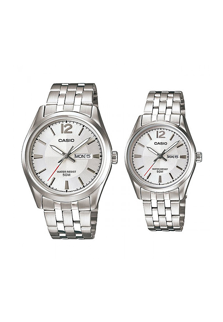 CASIO Couple Analog Watch MTP/LTP-1335D-7A Silver Stainless Steel Strap