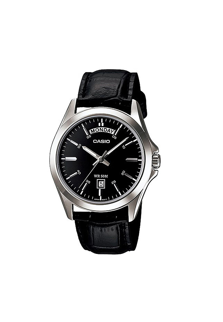 CASIO Men's Analog Watch MTP-1370L-1AV Black Genuine Leather Band Watch for men