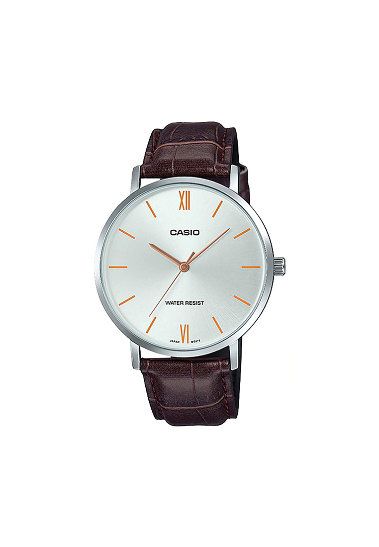 CASIO Men Analog Watch MTP-VT01L-7B2 Brown Leather Strap