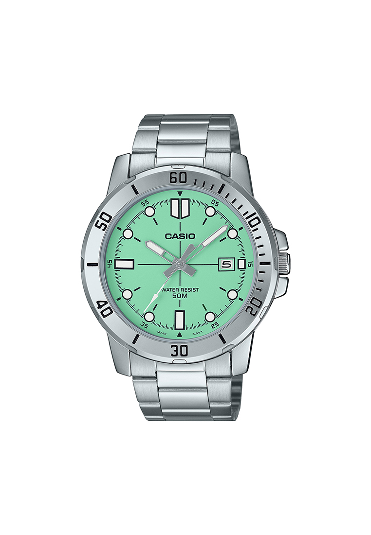 CASIO Men Analog Watch MTP-VD01D-3E1V Silver Stainless Steel Strap