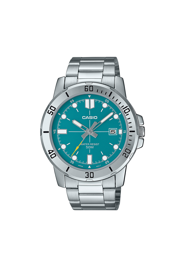 CASIO Men Analog Watch MTP-VD01D-3E2V Silver Stainless Steel Strap