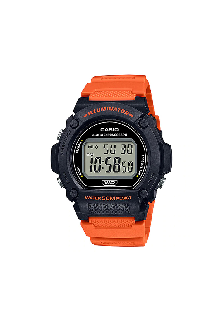 CASIO Men's Digital Watch W-219H-4AV Orange Resin Band Watch for Men