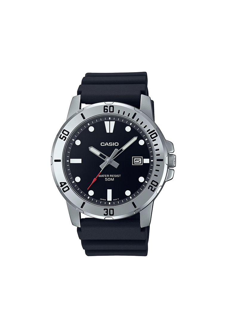 CASIO Men's Analog Watch MTP-VD01-1EV Black Resin Band