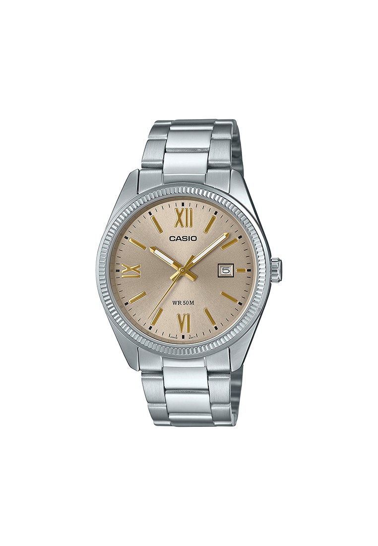 CASIO Men Analog Watch MTP-1302DD-9AV Silver Stainless Steel Strap