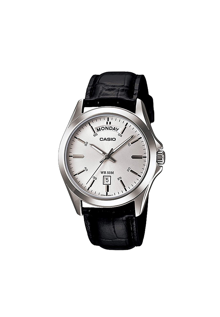 CASIO Men Analog Watch MTP-1370L-7AV Black Leather Strap