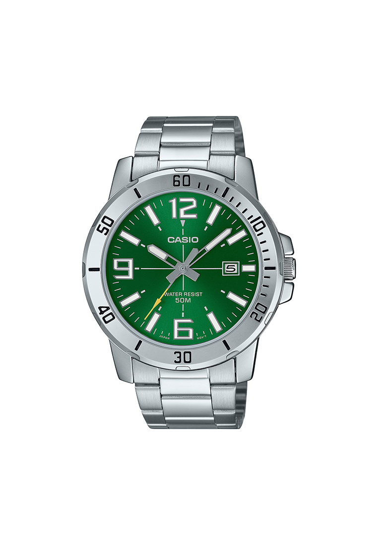 CASIO Men Analog Watch MTP-VD01D-3BV Silver Stainless Steel Strap