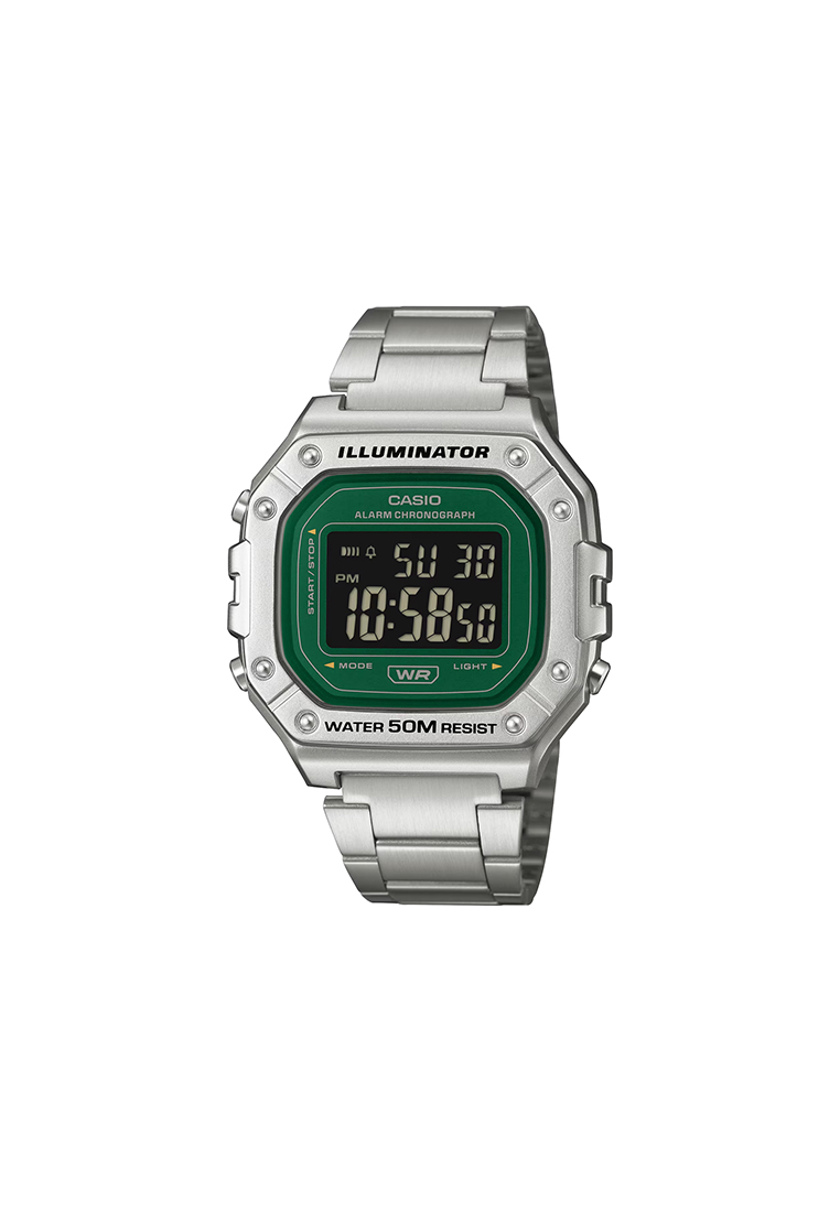 Casio W-218HD-3AV Men Digital Watch Stainless Steel Band