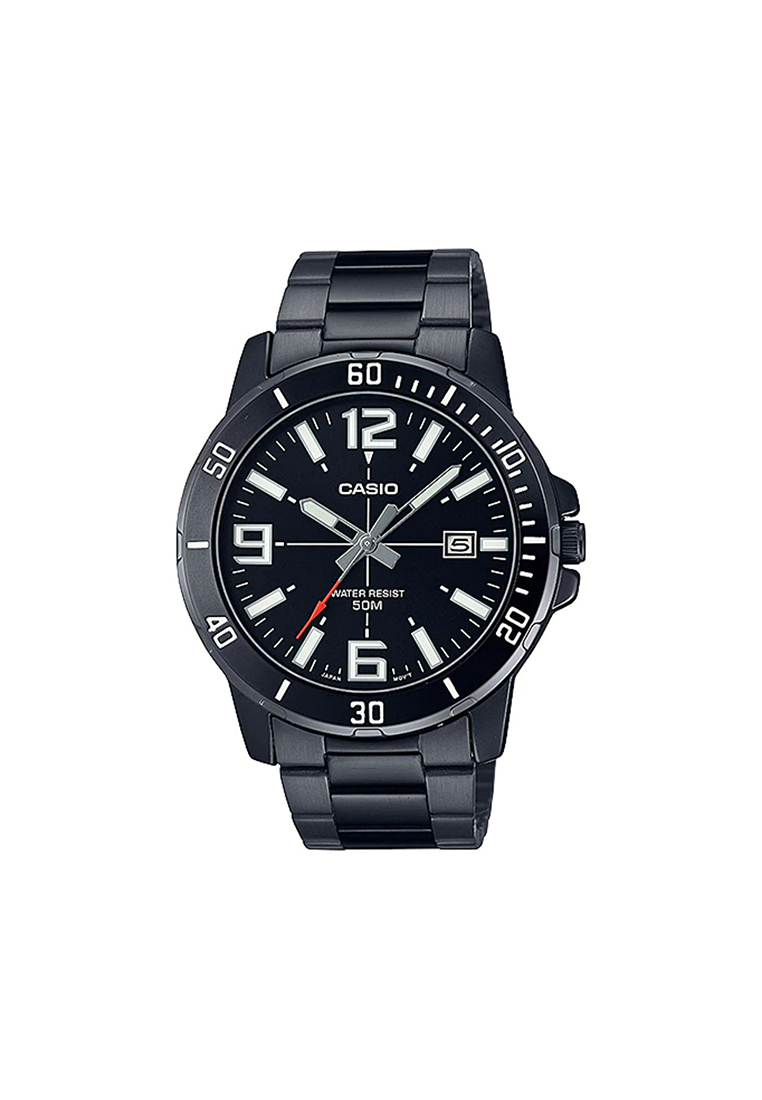 CASIO Men's Analog Watch MTP-VD01B-1BV Black Stainless Steel Band Watch for Men