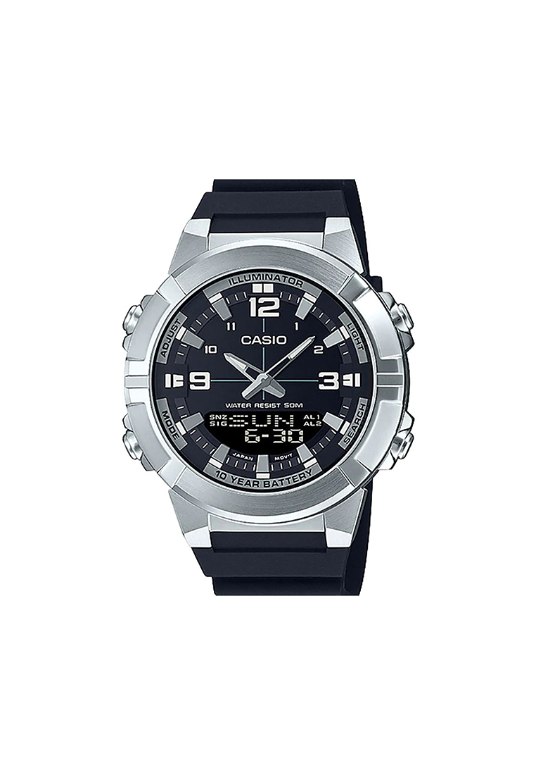 CASIO Men Analog-Digital Watch AMW-870-1AV Black Resin Strap