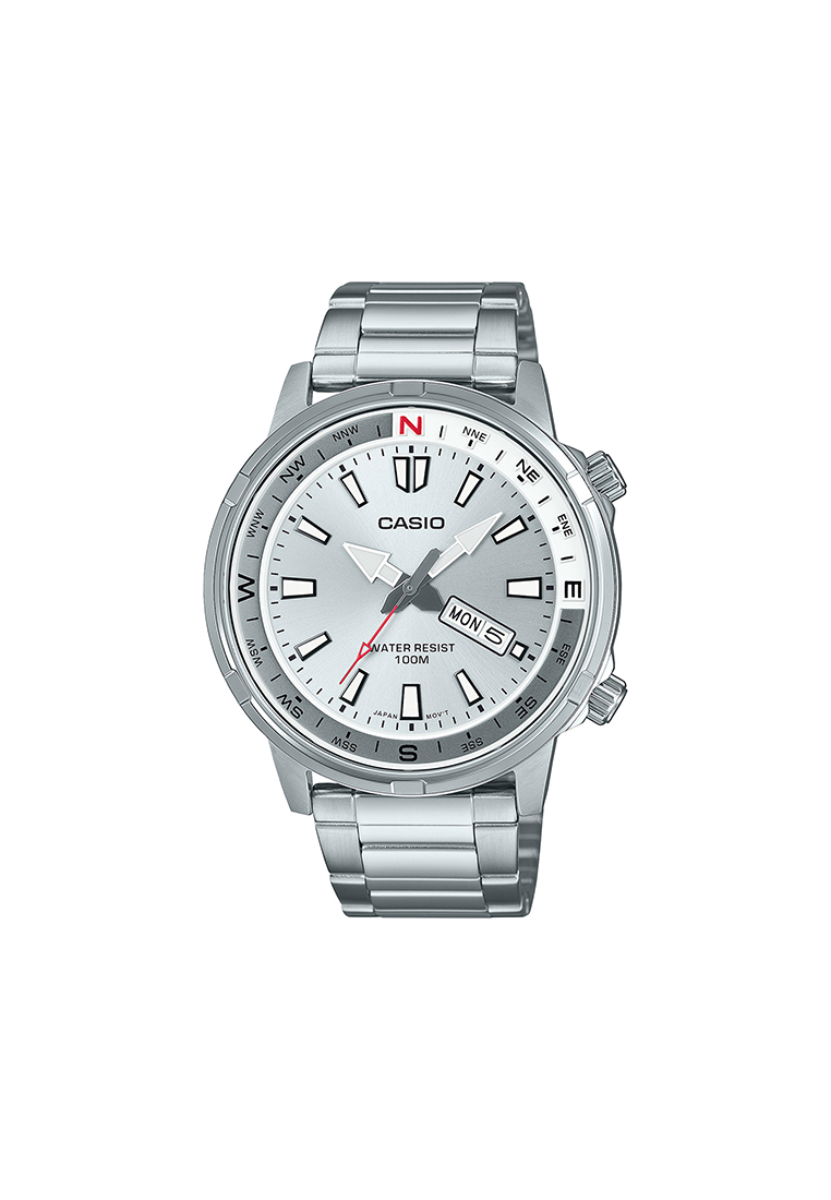 CASIO Men Analog Watch MTD-130D-7AV Silver Stainless Steel Strap
