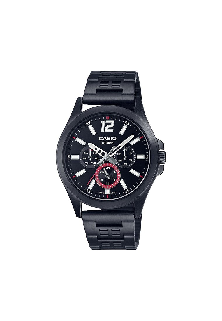 CASIO Men's Analog Watch MTP-E350B-1BV Black Stainless Steel Band Watch for men