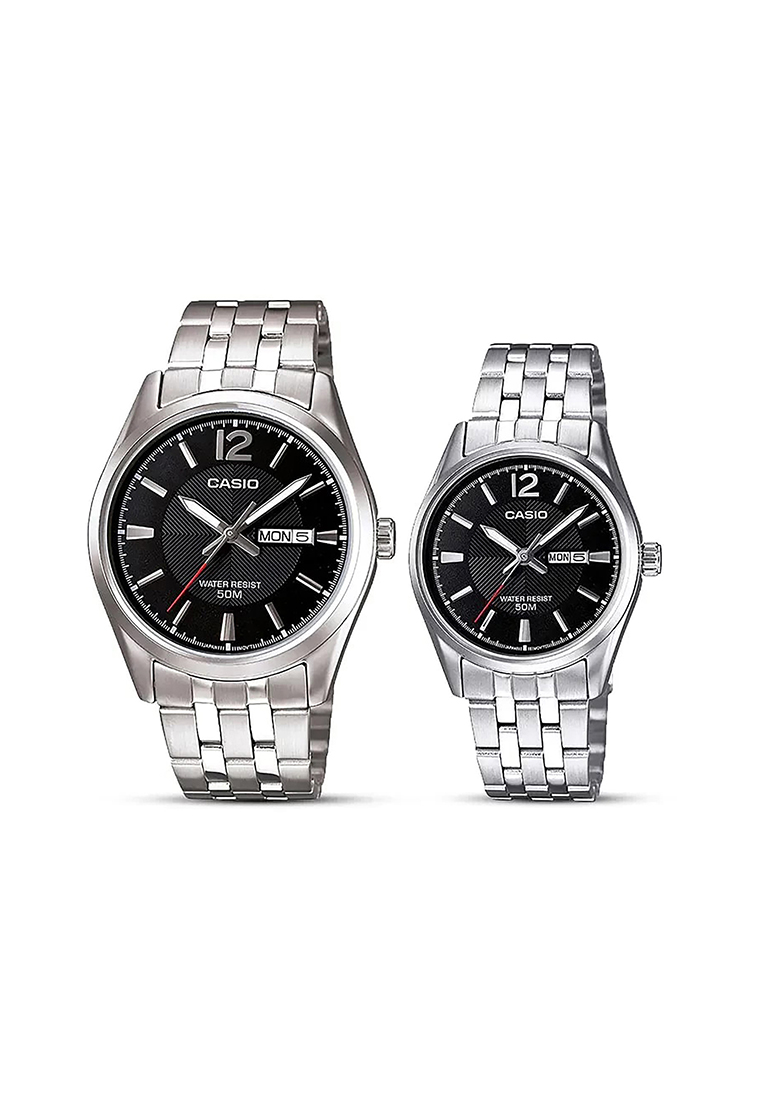 CASIO Couple's Analog Watch MTP/LTP-1335D-1A2 Silver Stainless Steel Pair Watch