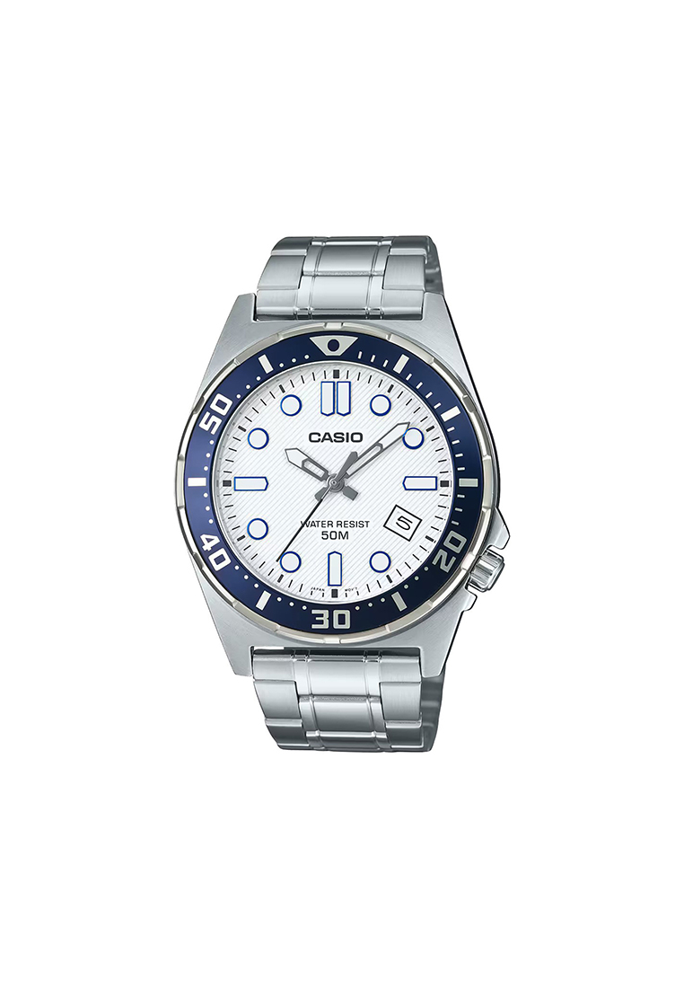 CASIO Men Analog Watch MTD-135D-7AV Silver Stainless Steel Strap