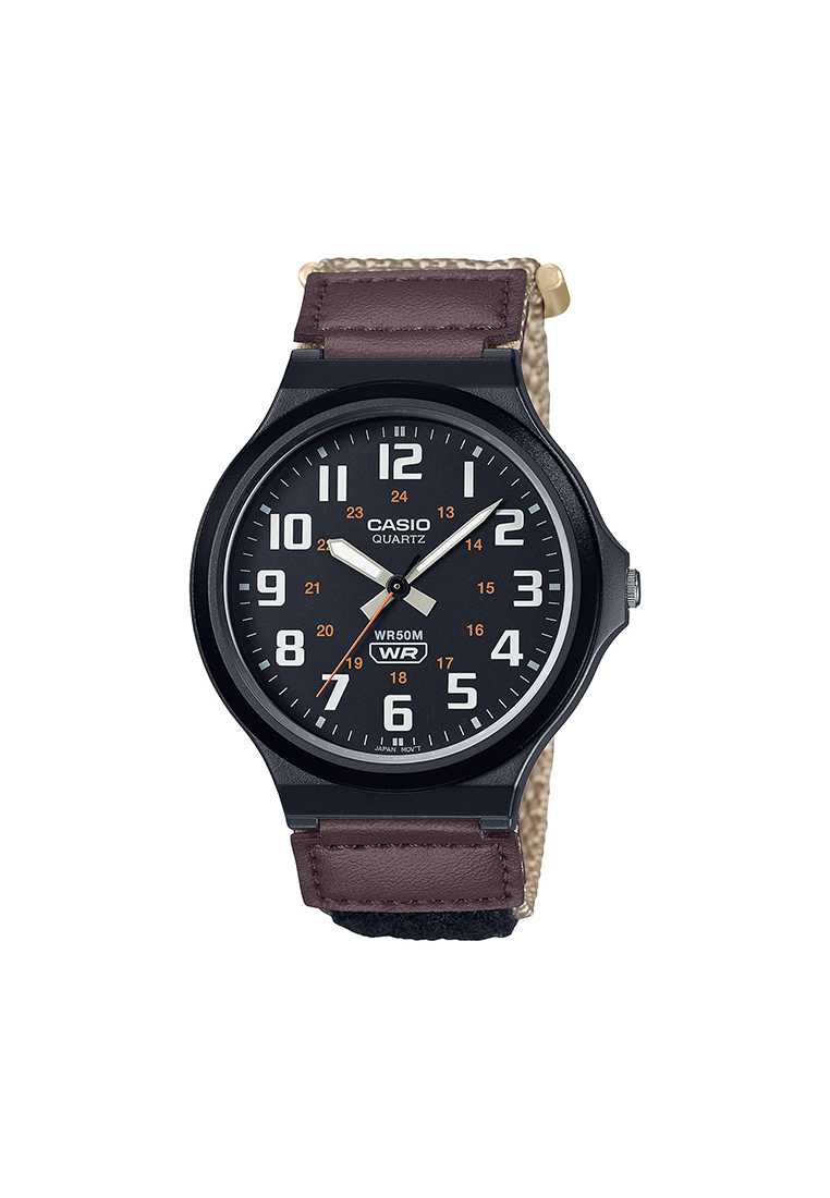 CASIO Men's Analog Watch MW-240B-5B Brown Cloth Strap