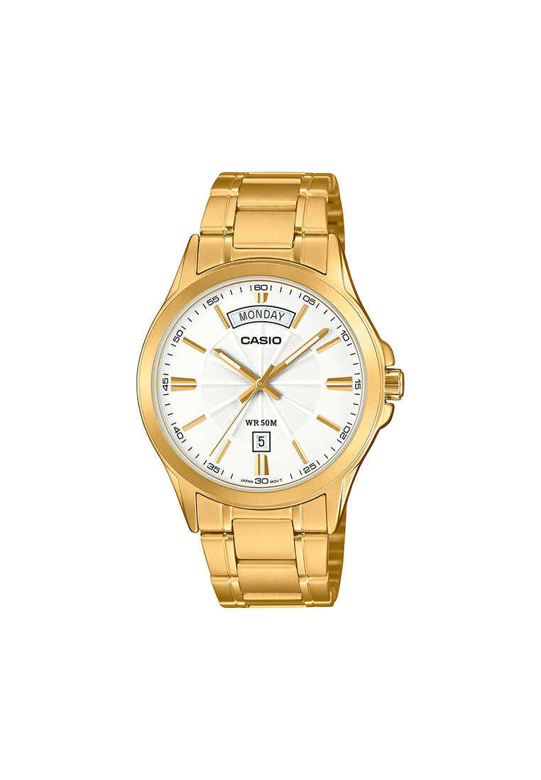 CASIO MTP-1381GD-7A Men Analog Watch with Gold Stainless Steel Band