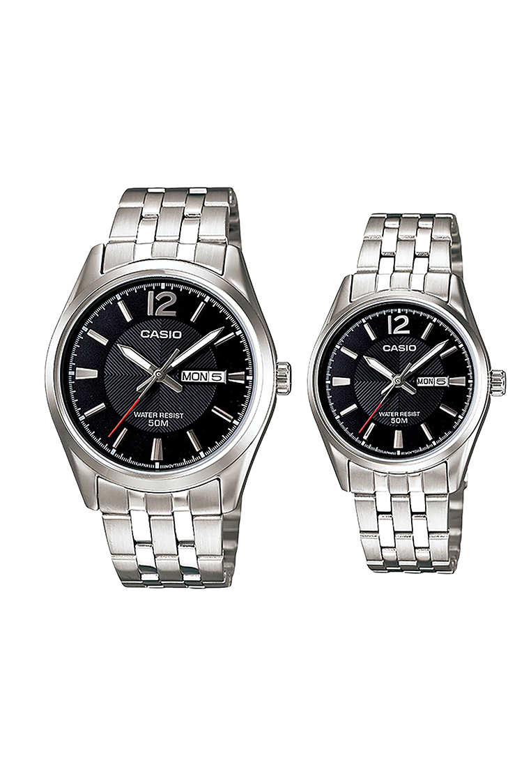CASIO Couple Analog Watch MTP/LTP-1335D-1A Silver Stainless Steel Strap
